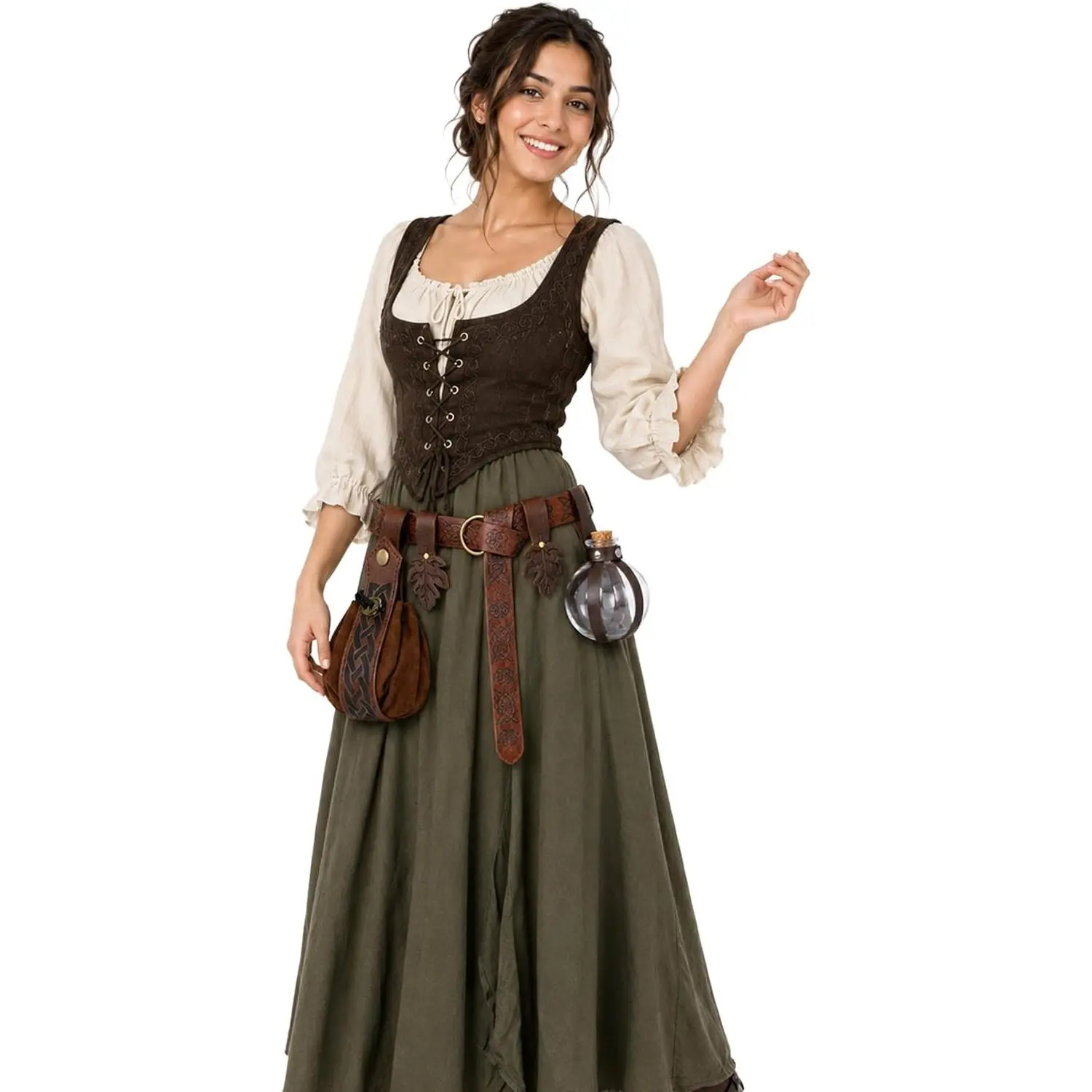 Renaissance Accessories Belt Women Skirt Hikes Viking Steampunk Men Medieval Renaissance Costume Belt Bottle Coin PurseGift