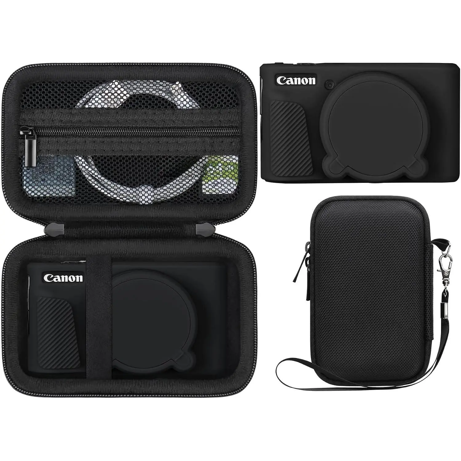 Hard Case +  Cover for  PowerShot SX740 SX730 Digital Camera, Shockproof EVA Storage Bag with Soft  Protective Case, Removable Lens Cover, Wrist Strap, Black
