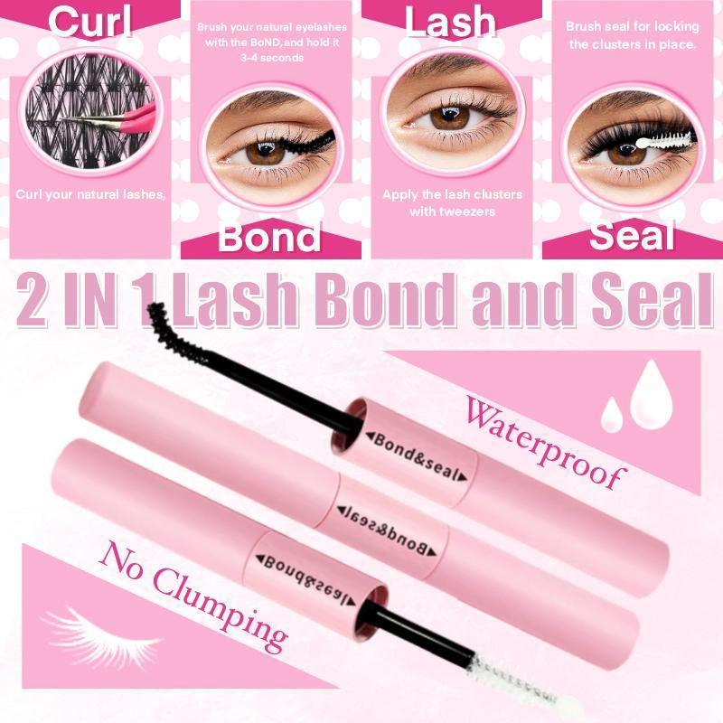 Individual False Eyelashes Kit, 1 Box Mixed Length D Curl with Lash Bond and Seal, Remover & Tweezers, Natural, Dense, Fluffy Eye Makeup Accessories, False Eyelashes Extensions for Women