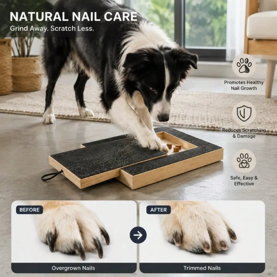 Dog Nail Scratch Board With Treat Box, Wooden Dog Nail File Training Board With Anti-Slip Base, Pet Grooming Tool For At-Home Nail Care, Interactive Paw Scratching Board For Small Medium Large Dogs, Dog Owner Gift