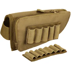 Tactical Buttstock Shotgun Rifle Shell Holder Ammo Cartridge Holder Cheek Rest Pouch Adjustable Shotgun Stock Ammo Holder for 12Ga
