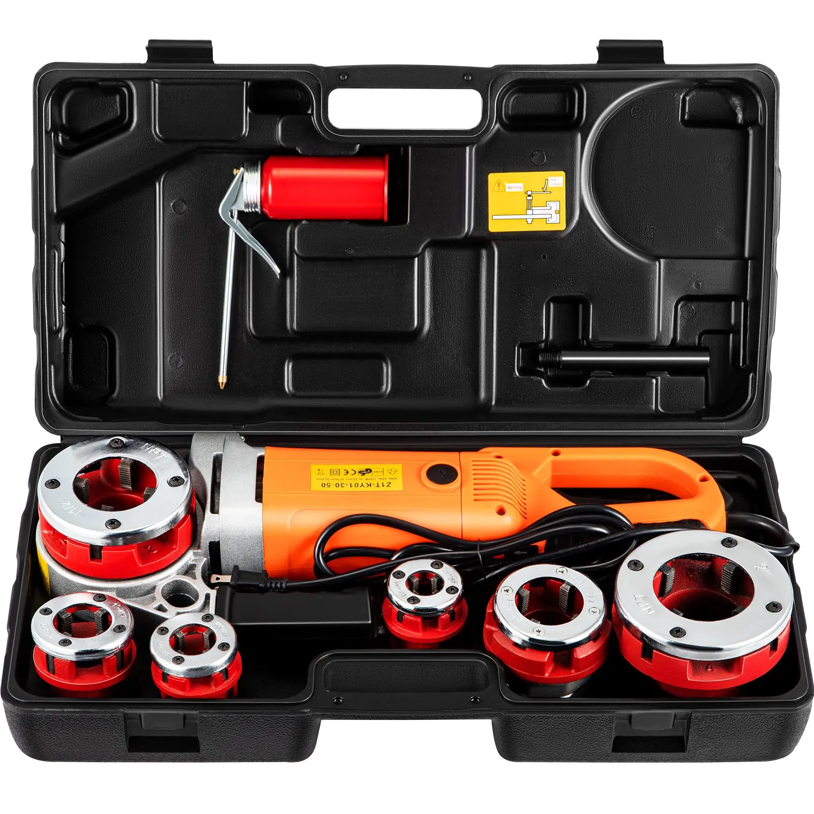 【toolupgrade】VEVOR Handheld Electric Pipe Threader, 2300W Power Copper Motor Threading Machine with 6 Dies (1/2"-2"), 110V Portable Kit with Carrying Case