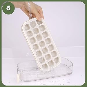Ice Cube Tray with Lid and Bin 21 Pcs Quick-Fill Ice Cube Mold For Freezer Easy Press to Release White No-Touch Ice Cube Trays