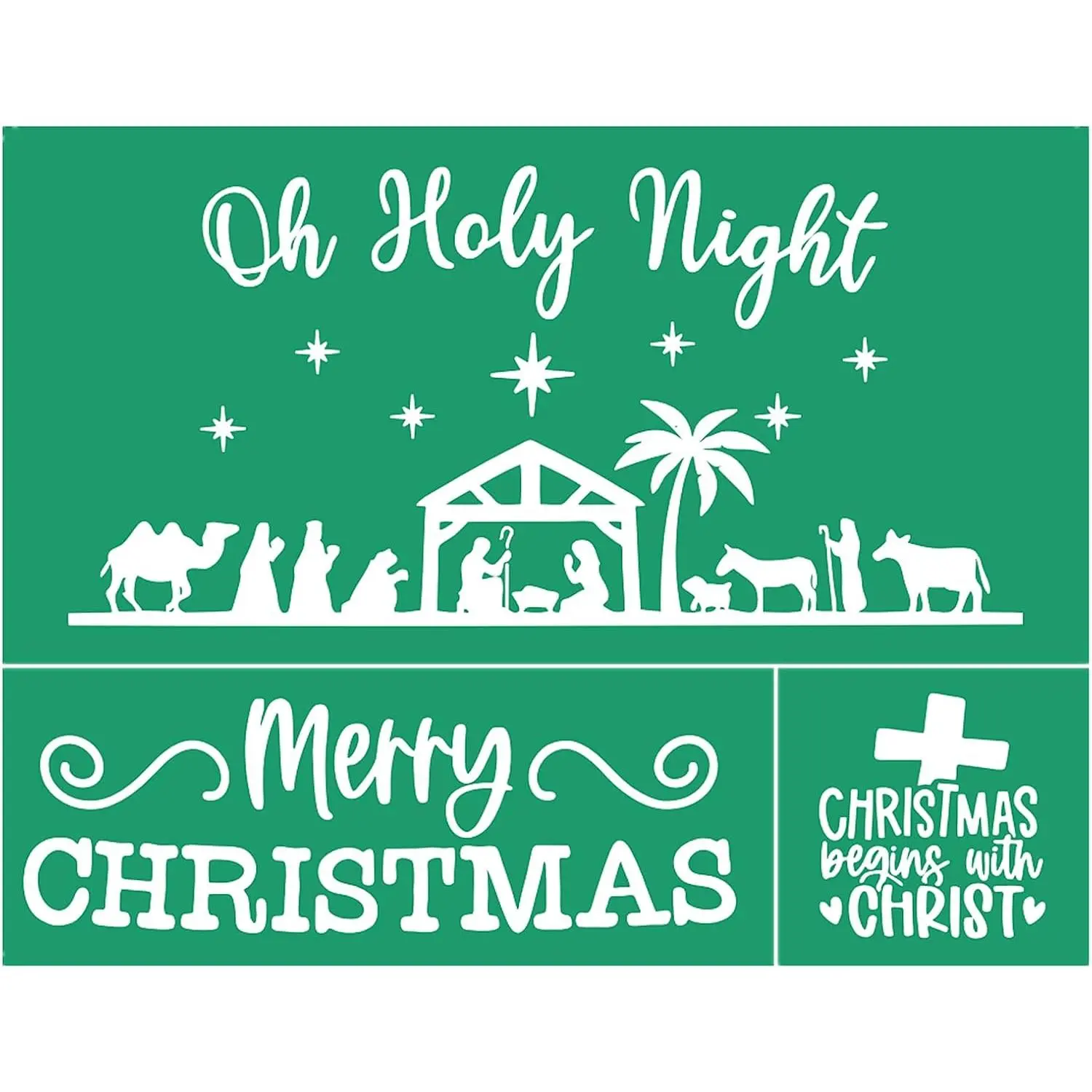 JAAJDO Christmas Begin with Christ Silk Screen Stencils Holy Family Mesh Stencils Christmas Stencils  Self Adhesive Stencils Christmas Decorations for /Window Decor/Hand Towels