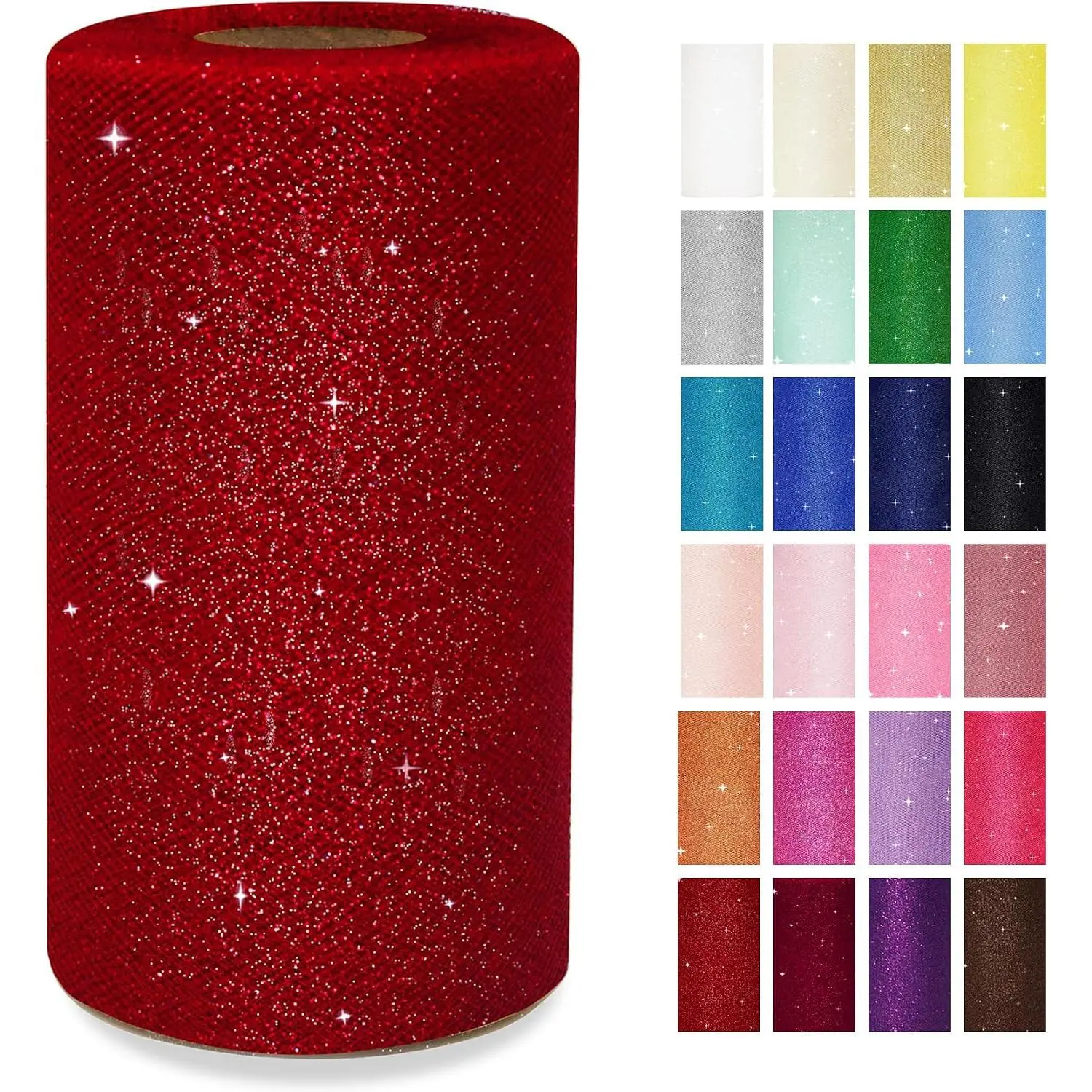 Red Glitter Tulle Fabric Roll 6 Inch X 50 Yards | Sparkling Tulle Ribbon for  Wrapping, Tutus, Bows, Weddings, Wreath,  Shower, Christmas Decorations & Craft Supplies