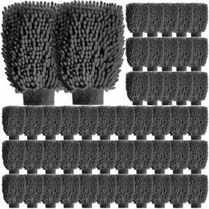 48 Pack  Wash Mitt Bulk Microfiber, 10'' x 8'' Chenille  Wash Mitt Gloves, Scratch Free Double Sided No Lint No Marks for  SUV and   Surfaces (Grey)