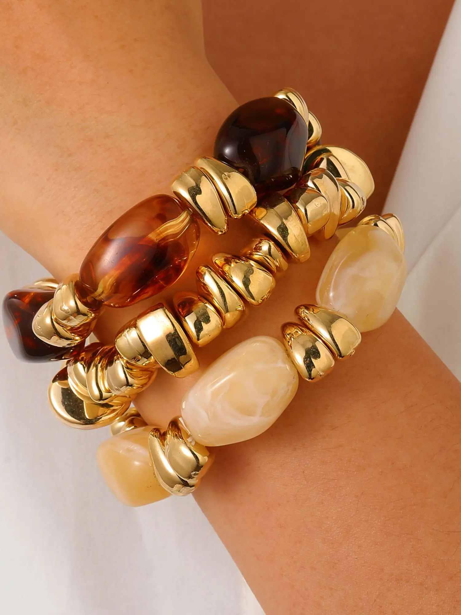 3pcs Vintage Multi-Layer Acrylic Beaded Bracelet, Transformable Chip Bracelet, for Women, Couples, Party, Suitable For Daily Wear, Gatherings, Parties, Ceremonies, Great Gift For Women On Holidays, Anniversaries, Birthdays