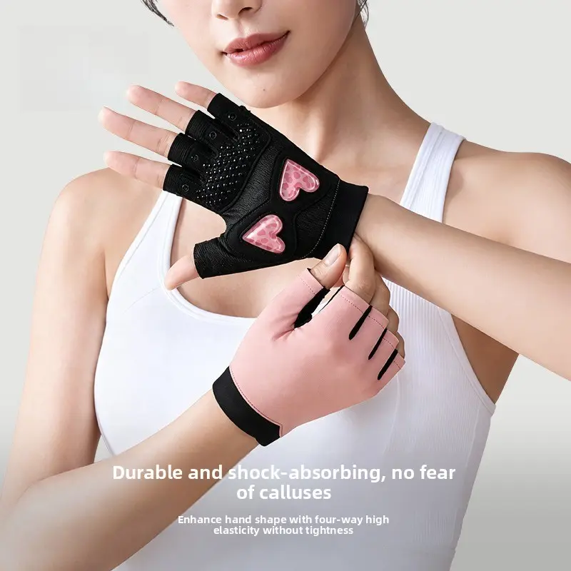 1 Pair of Half-finger Fitness Gloves for Men and Women Outdoor Equestrian Sports Yoga Cycling Split-finger Gloves Exercise Non-slip Thickened Palm Breathable Lightweight and Stylish Love Gloves