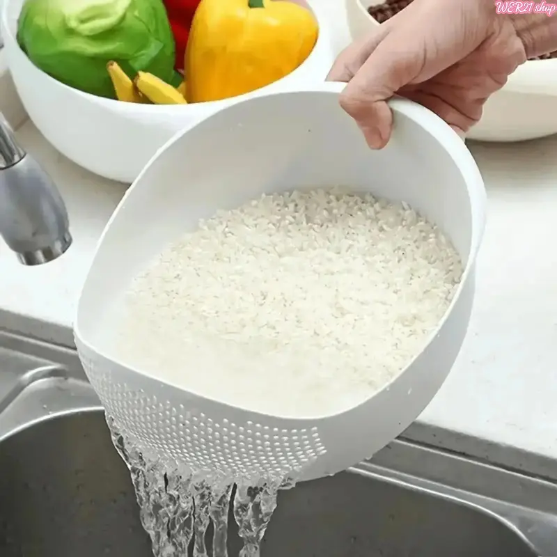 Multi-Functional Dual Layer Kitchen Drain Basket Basin, Colander Strainer for Rice, Fruits & Vegetables, Household Food Washing Tool