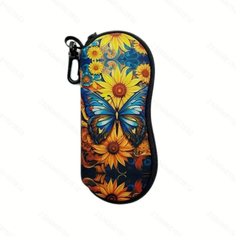 Möbius Butterfly Print Glasses Case, Portable Zip Design, Durable Protective, Compact Travel Accessory, Unisex Fashion Item