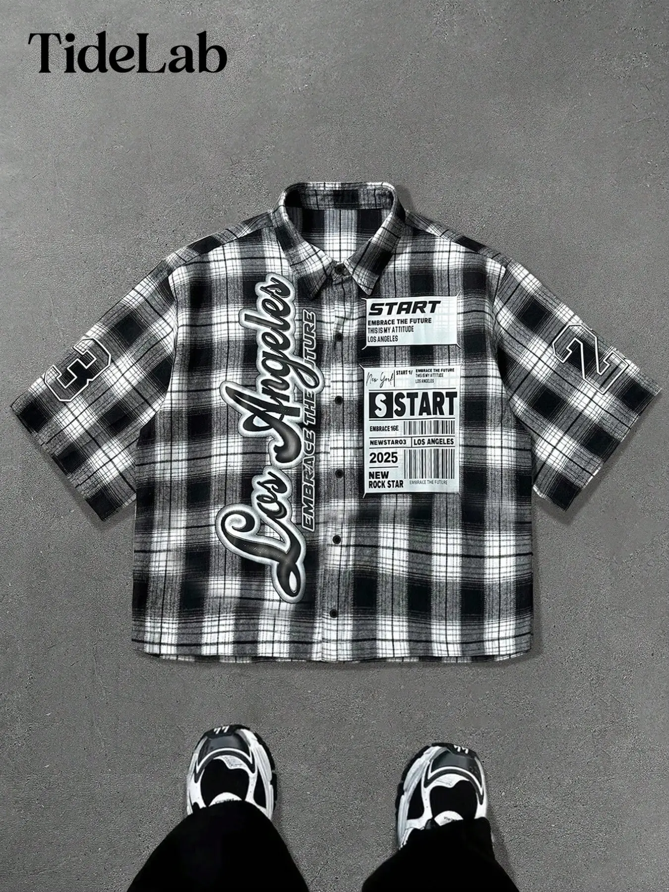 Unisex Retro Plaid Short Sleeve Shirt, Loose Fit Casual Button Down, Breathable for Travel, Skateboarding, Daily Wear