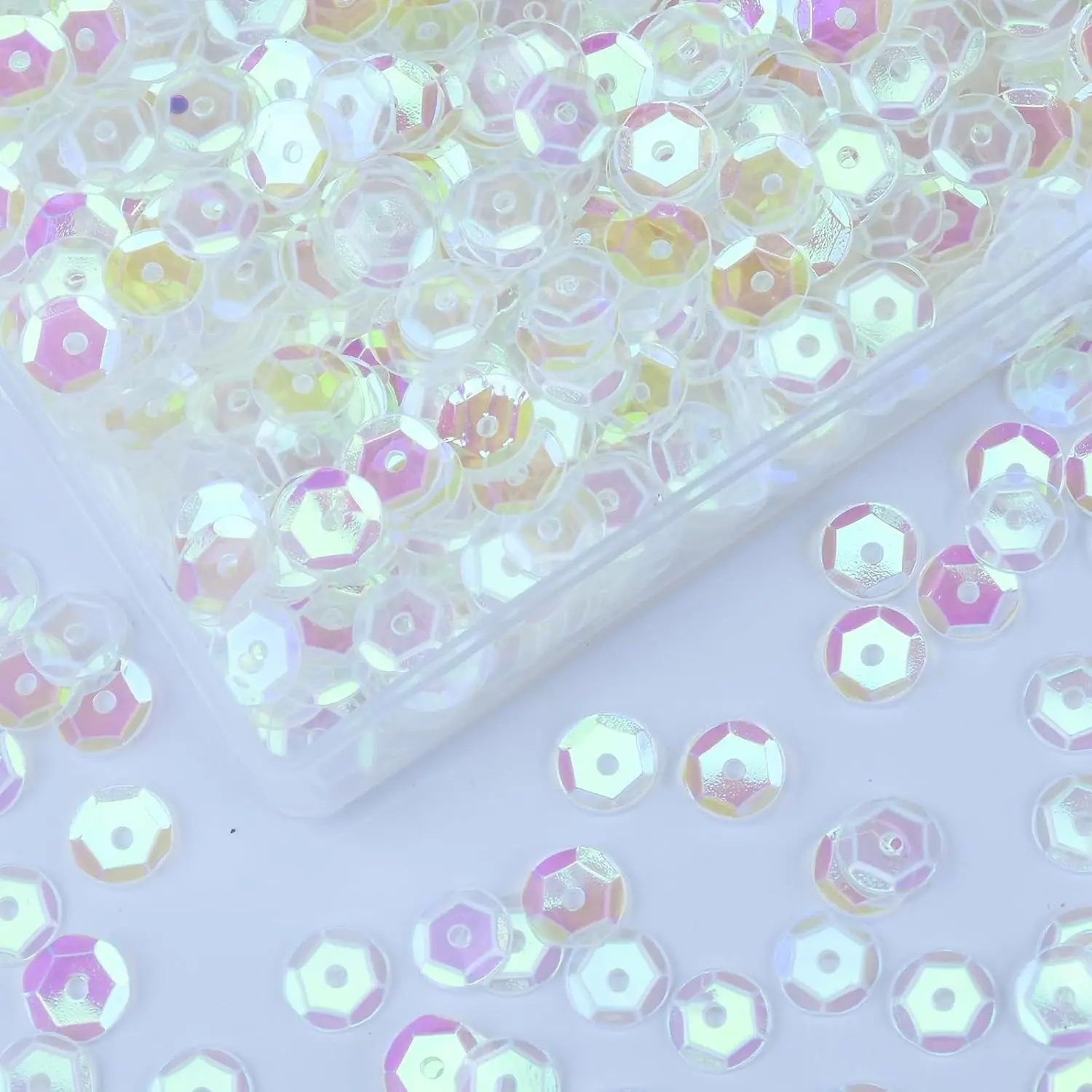 Loose Sequins 5mm Silver Backed Cup Embroidery Sequins, Transparent, Ideal for Jewelry Making, Crafts, Sewing