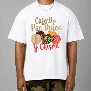 Hispanic Mexican Concha Coffee Cafecito Pan Dulce and Chisme Graphic T-Shirt for Summer Soft Comfortable Women'S Short Sleeve Top,super cool