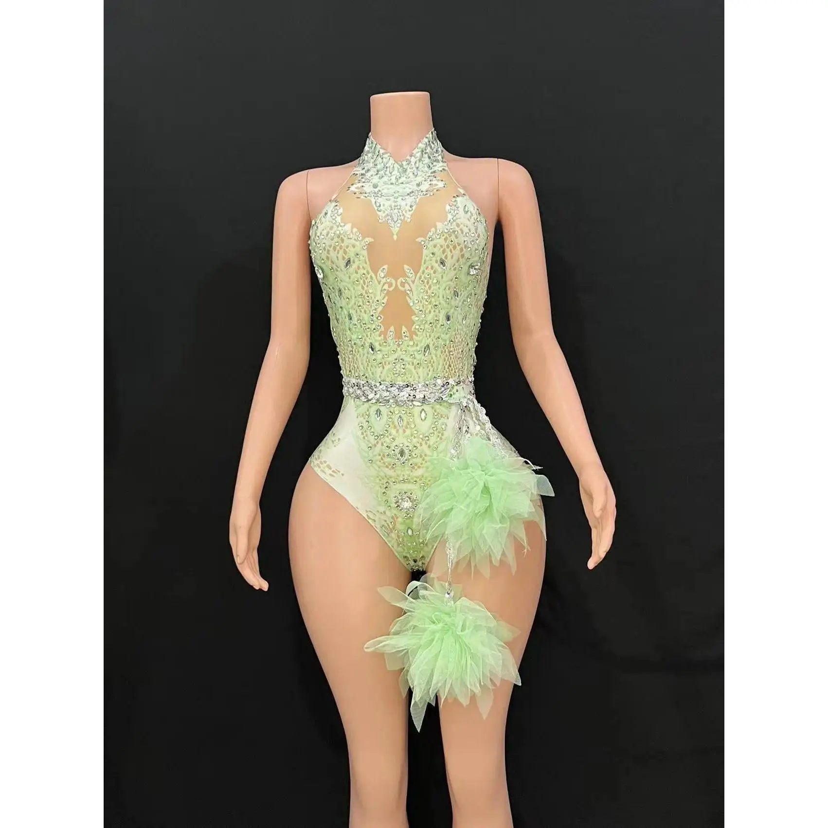 Bar ds Korean women's club nightclub pink diamond conjoinedgogo sexy hot dance interactive Kpop costume set  X003