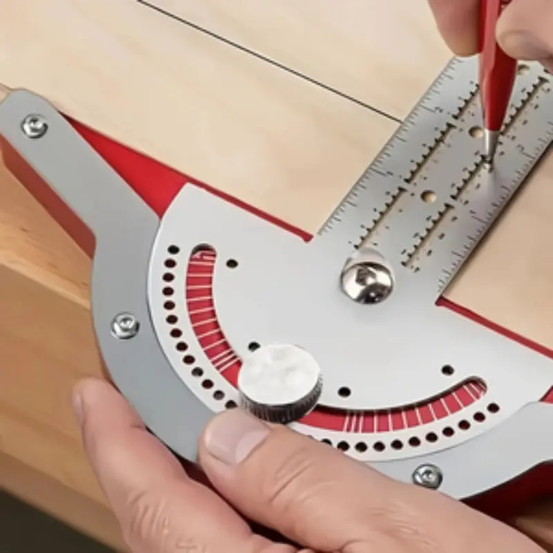 Precision Woodworking Square, Adjustable Angle and Straight Edge, Metal Pocket T-Square with Protractor, Metric and Imperial Sliding Rule