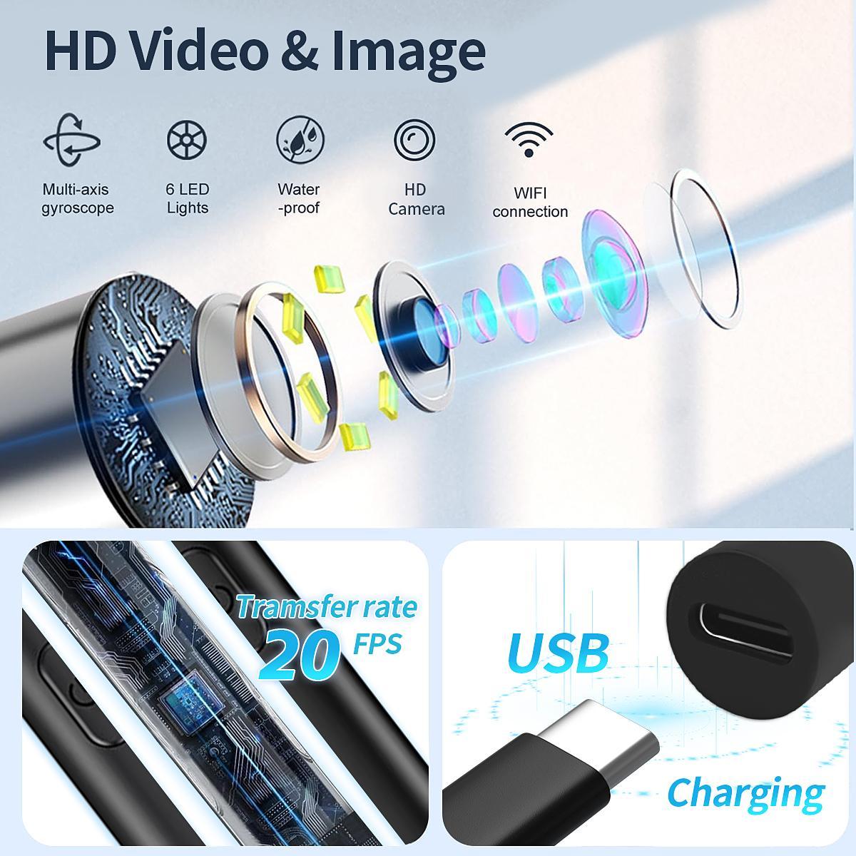 1pc Intelligent visual ear scoop,Ear Wax Removal, Ear Cleaning Tool, Ear Cleaner with Camera and Light, Ear Wax Removal Kit with 8 Pcs Ear Set, Ear Camera for Phone & Tablet