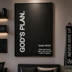 God’s Plan Isaiah 60:22 Bible Verse Canvas, Black White Christian Ready-to-Hang Inspirational Scripture Artwork Prints, Religious Art Prints for Office, High-Quality House Decor,Minimalist Graphic Quote Faith Gift