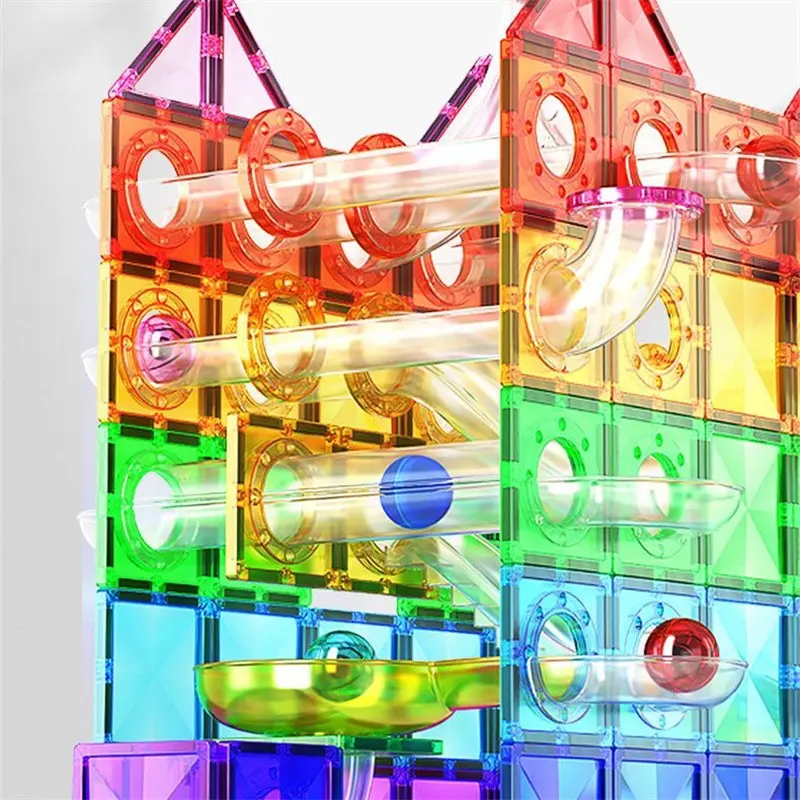 50 PCS Colorful Magnetic Marble Run Blocks, Fun DIY Ball Drop Tower Toy, Keep Kids Busy for Hours, Perfect Rainy Day Indoor Activity, Creative Play for Toddlers Preschool 3 4 5 6 7 8, 2026 Spring Party Favor, Parent Child Interaction, Strong Magnetic Tile