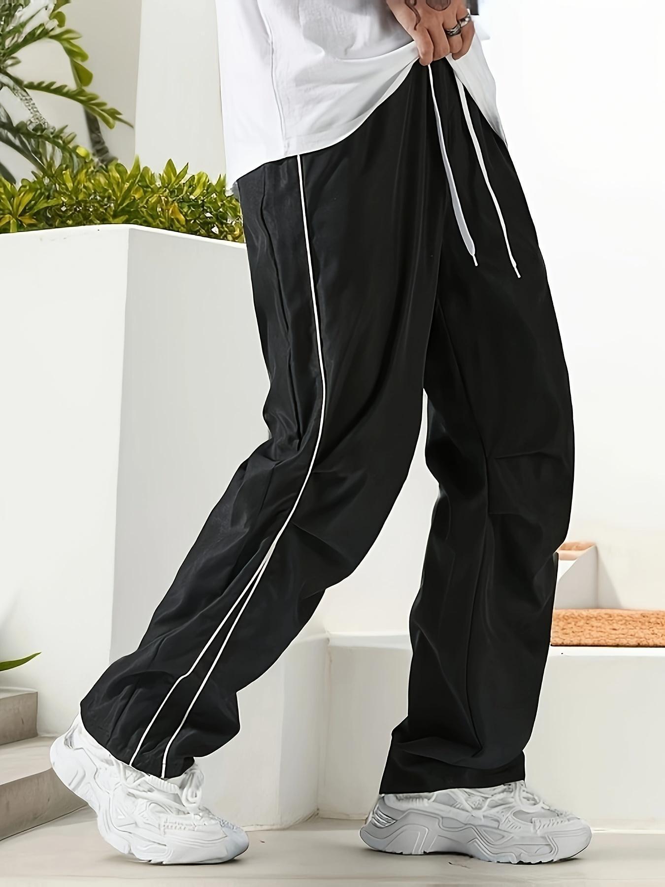 Men‘s Loose Sports Pants Men Trousers Grey Side Stripeswith Gold Accent Stripe Comfortable DesignAthleisure Style Bottoms Athletic Bottoms Gymwear streetwear fall outfits outfits men gym athletic clothes