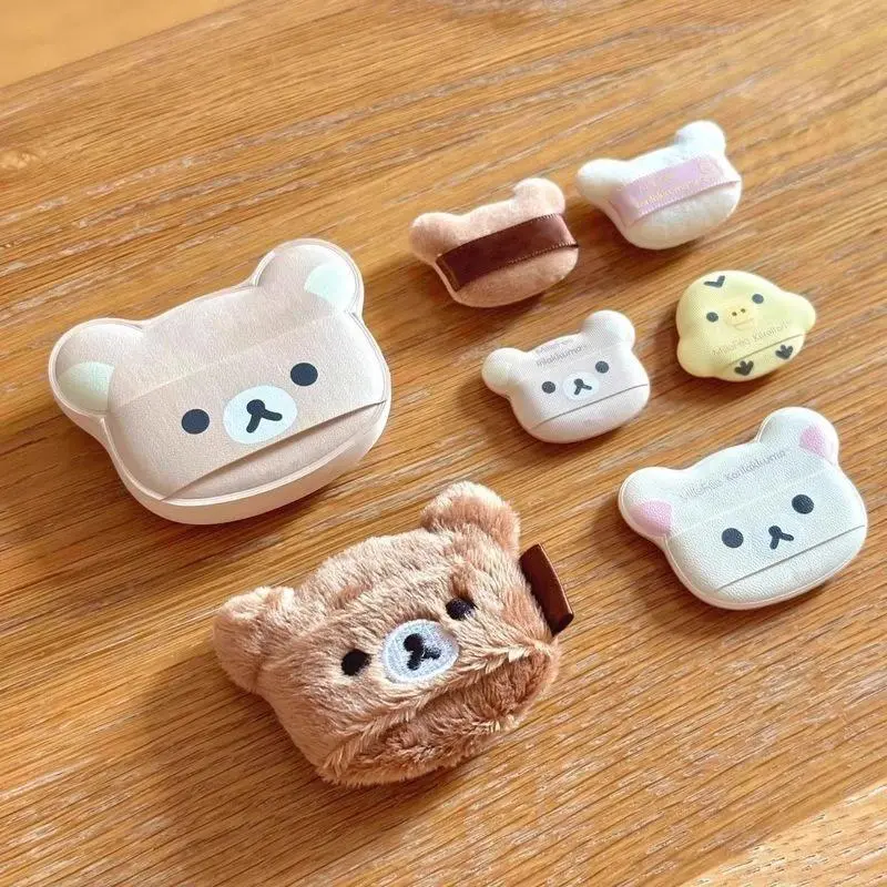 Kawaii Rilakkuma Bear-Shaped Fabric Beauty Puff - 1 Soft Makeup Powder Puff, Cute Cartoon Cosmetics Tool for Makeup Application, DIY Felt Crafts, Makeup Puffs