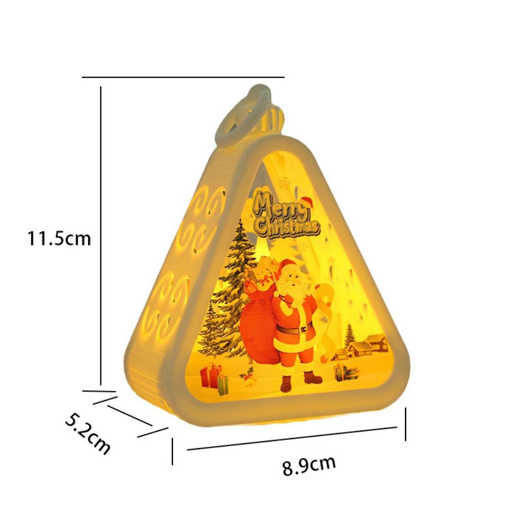 Christmas Triangle Lantern Plastic Santa Claus Snowman Tree Festival Lamp Mini Table Ornaments Home Decoration Party Scene Props