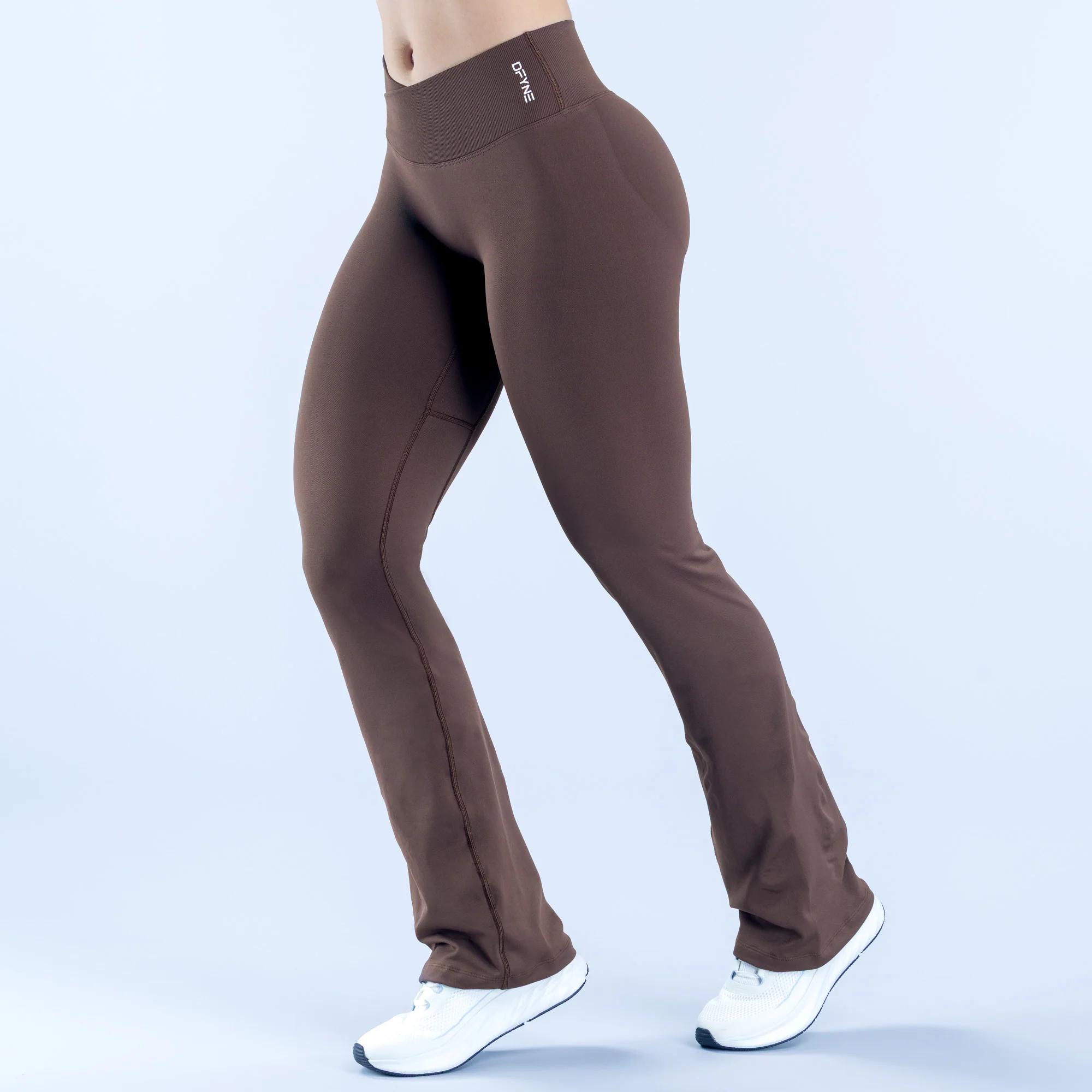 2026 New DFYNE Flare Pants, Front V-Neck Crossover Design Fitness Yoga Pants