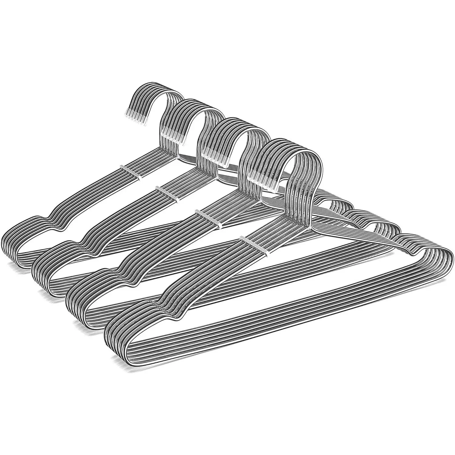 40 Pack 16.5 Inch Stainless Steel Wire Clothes Hangers, Heavy Duty 3.2mm Metal Coat Hangers, Rust-Resistant, Shoulder Grooves, Rubber End Caps, SilverGift