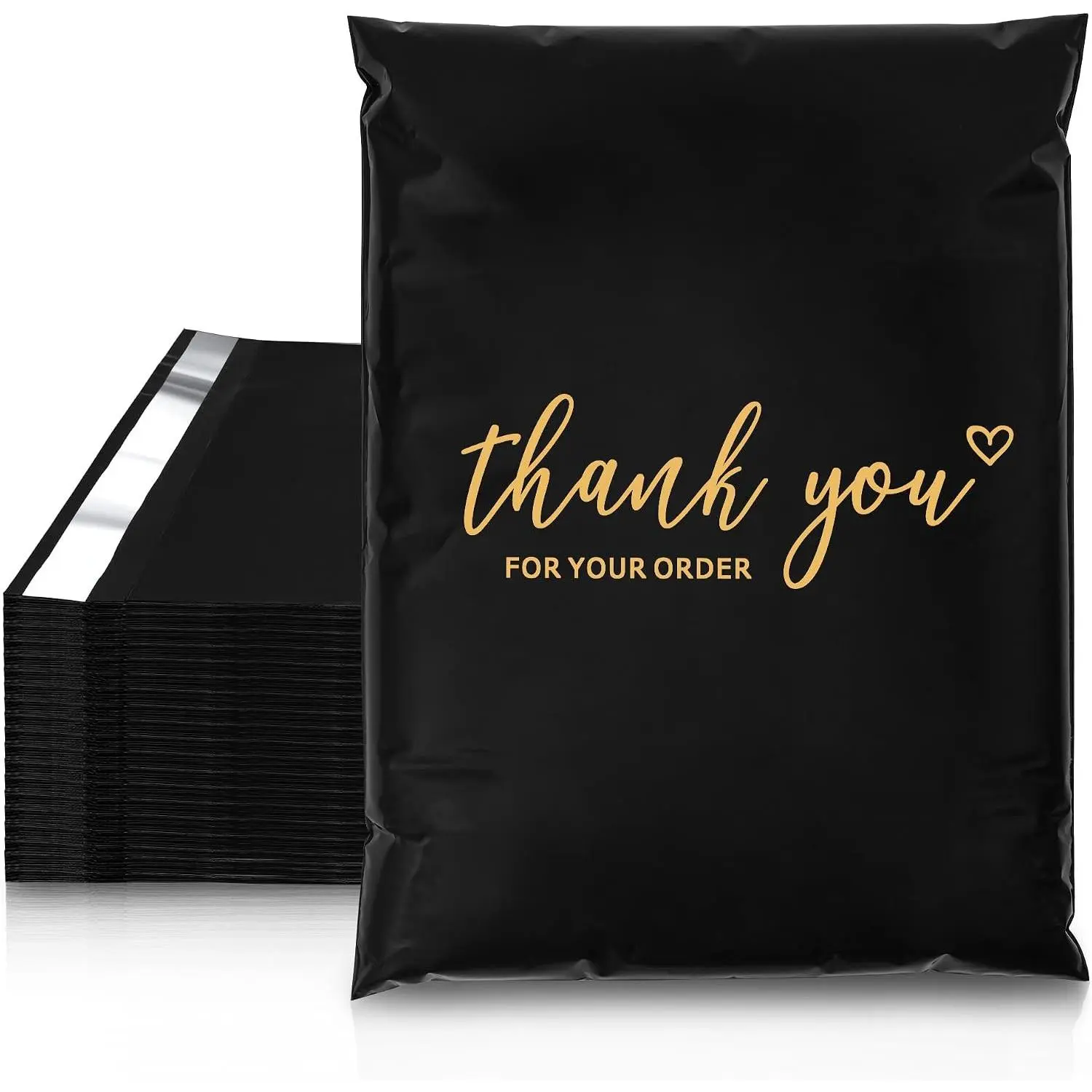 Thank You Poly Mailers 10x13 Inch, 100 PCS, Black | Strong Adhesive and Tear-Resistant Mailing Envelopes, Waterproof Shipping Bags for Clothing & Small Business