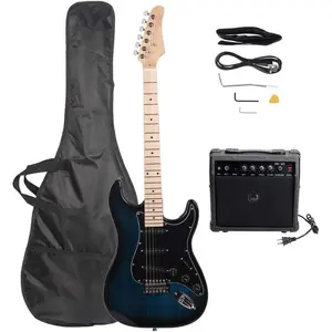 GLARRY Full Size Electric Guitar for Music Lover Beginner with 20W Amp and Accessories Pack Guitar Bag