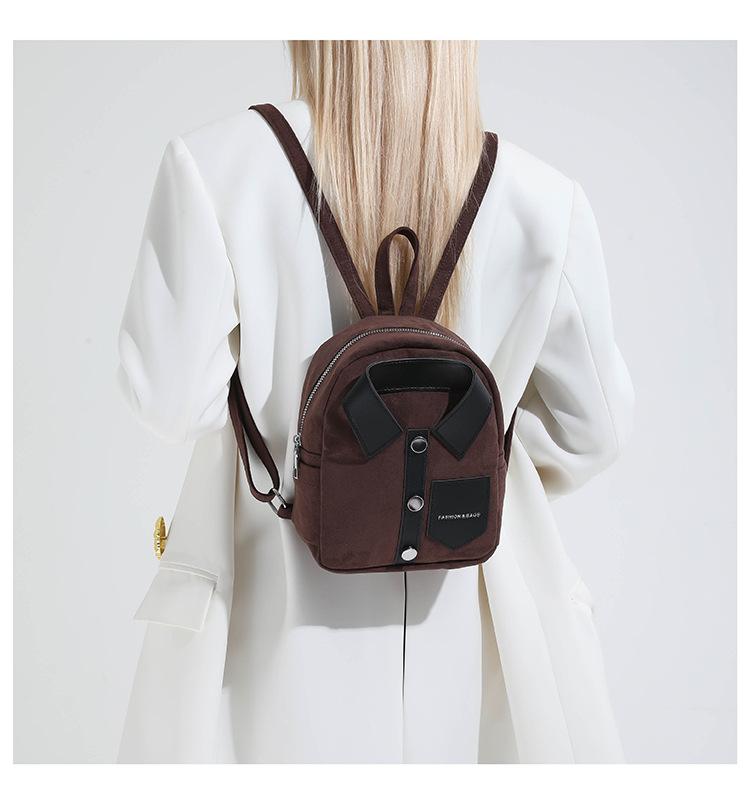 Korean-style niche design personalized shirt backpack, compact and lightweight women's backpack, casual and fashionable women's bag