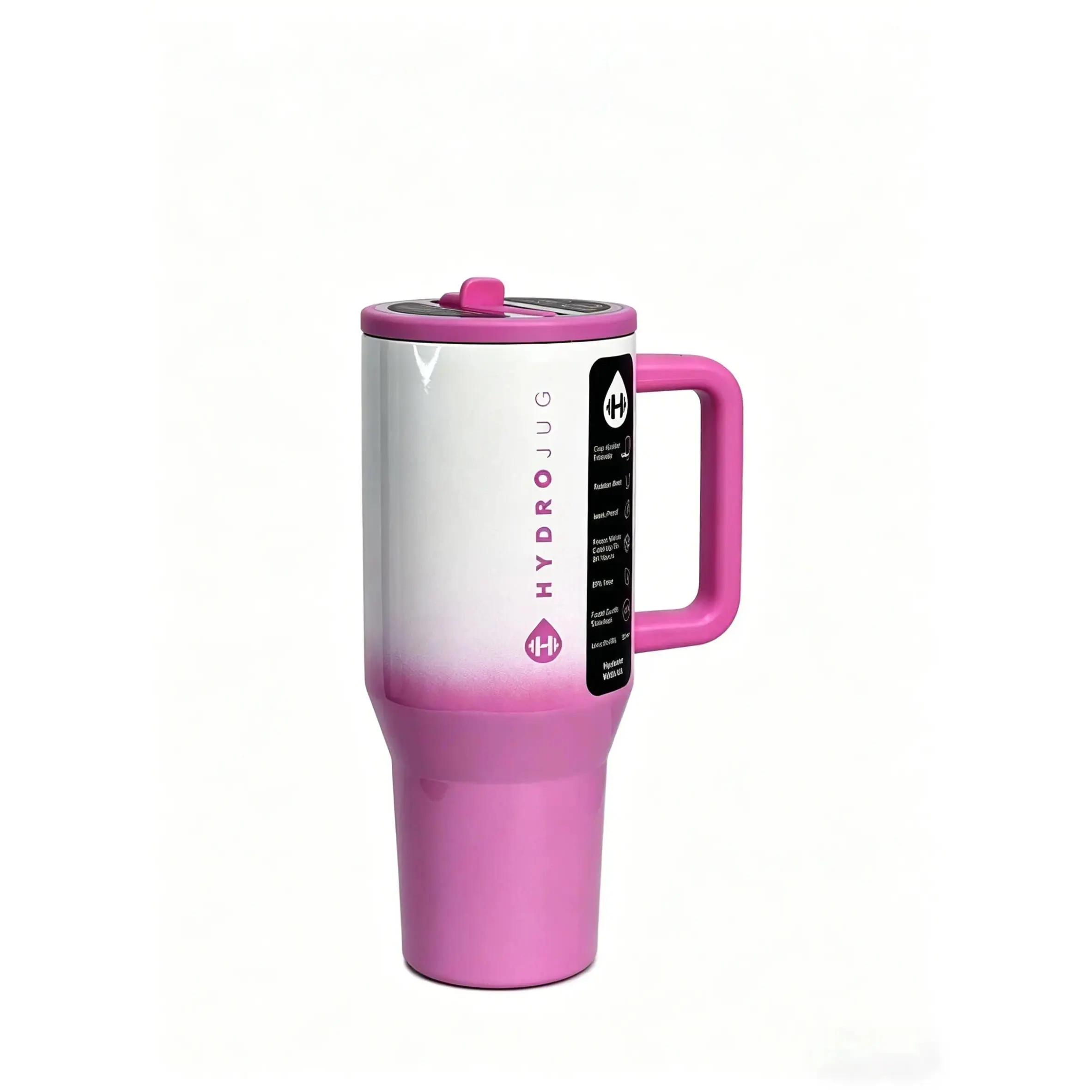 HydroJug 32oz Insulated Tumbler with Handle & Straw, Pink Ombre Stainless Steel Water Bottle, Leakproof, Cup Holder Friendly, Keeps Cold 24 Hours for Gym, Travel, Office funny dad large capacity car cup oval day gift daddy coffee mug cup Dr Pepper