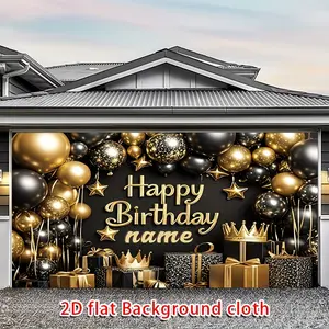 Gold Black Balloons Celebration Backdrop Birthday Party Backdrop Luxury Event Background Cloth Festive Tapestry Wall Hanging Photography Background Polyester Fiber Wedding Anniversary Graduation Party Home Decor Studio Prop