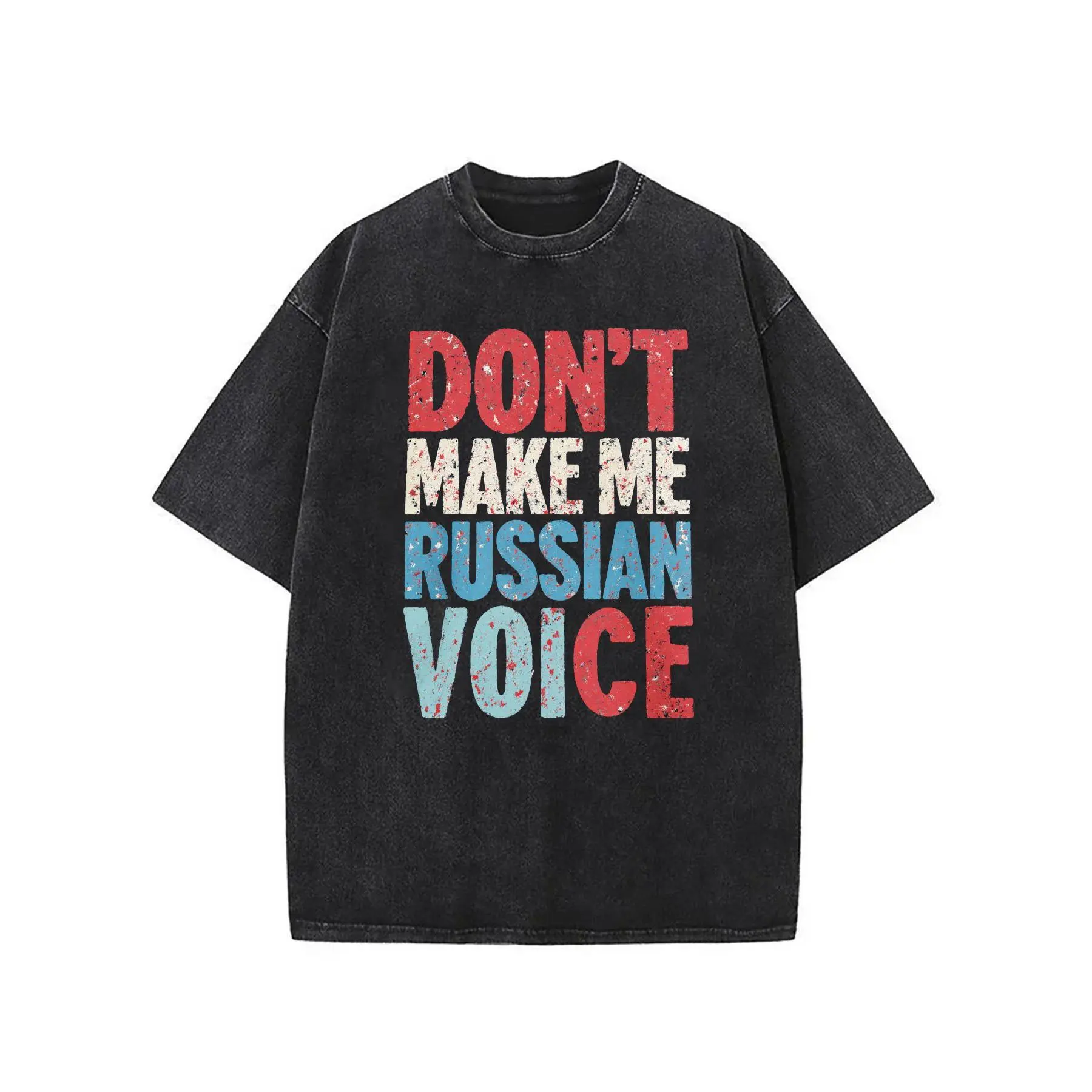 Russian Voice T-Shirt - Vintage Distressed Streetwear with Russian Phonetics Print (Пи, Р, ЛАМ), Relaxed Fit Short Sleeve Crew Neck Casual Shirt for Daily Wear & Outfits, Machine Washable Autumn Clothing