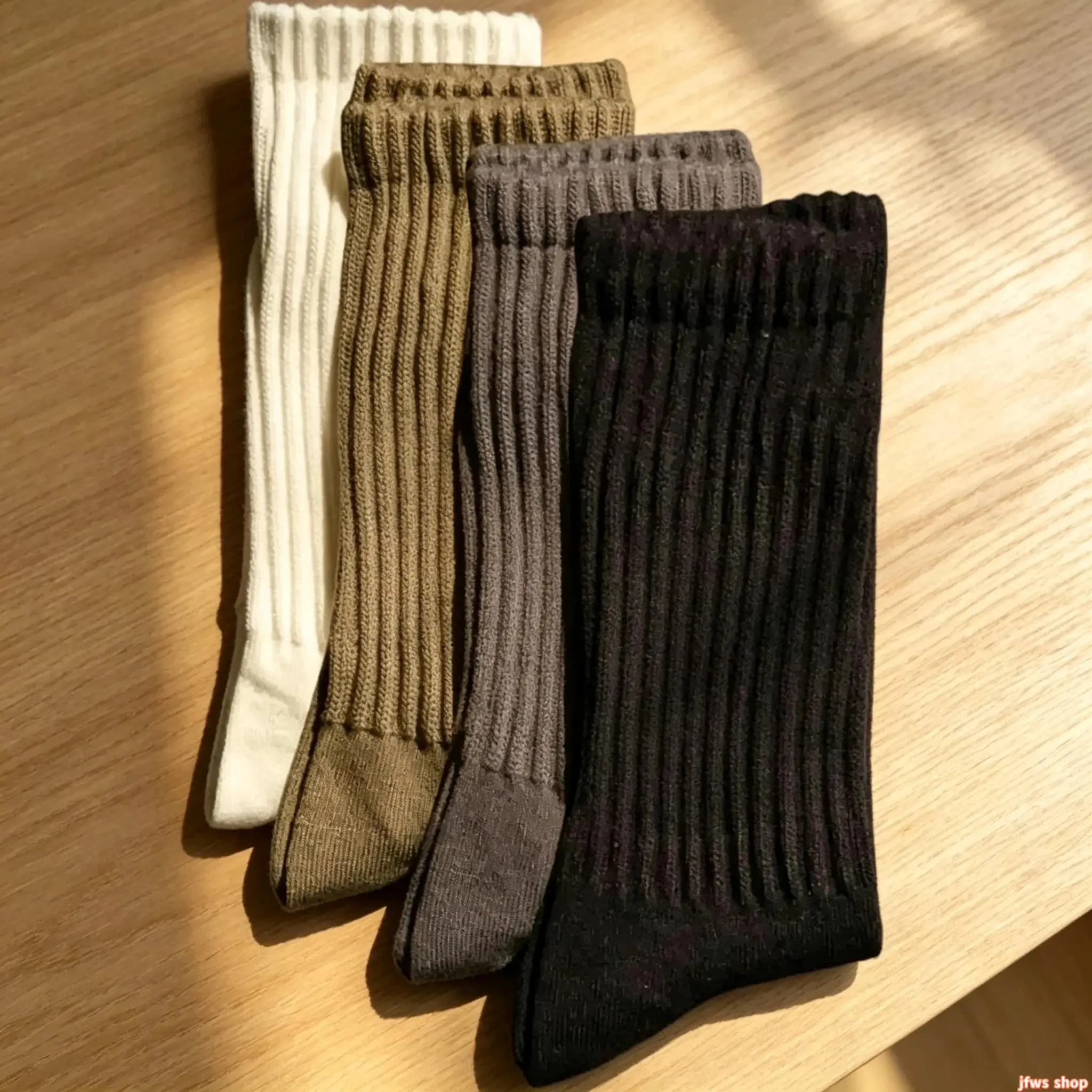 Unisex 4-Pair Slouchy Crew Socks, 98% Cotton Seamless Knit Ribbed Texture Casual Socks for Daily Wear, Back to School Sports & Outdoor Unisex Pack