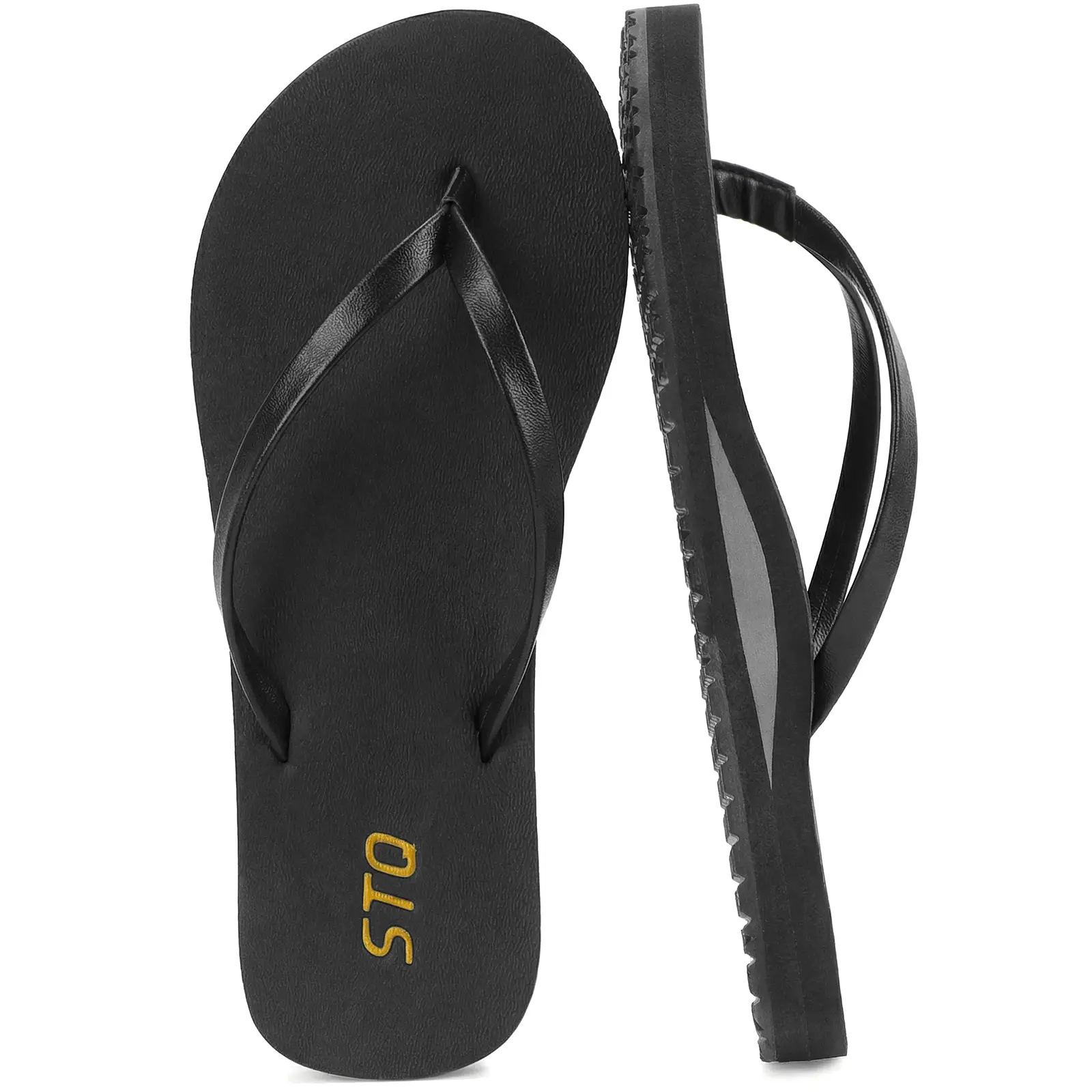 STQ Orthopedic Flip Flops for Women | Arch Support Plantar Fasciitis Relief Slim Summer Beach Thong Sandals Leather Orthotic Flip-Flop Yoga Mat Sole Lightweight Comfortable Walking Non Slip, Memory Foam, Thong Toe