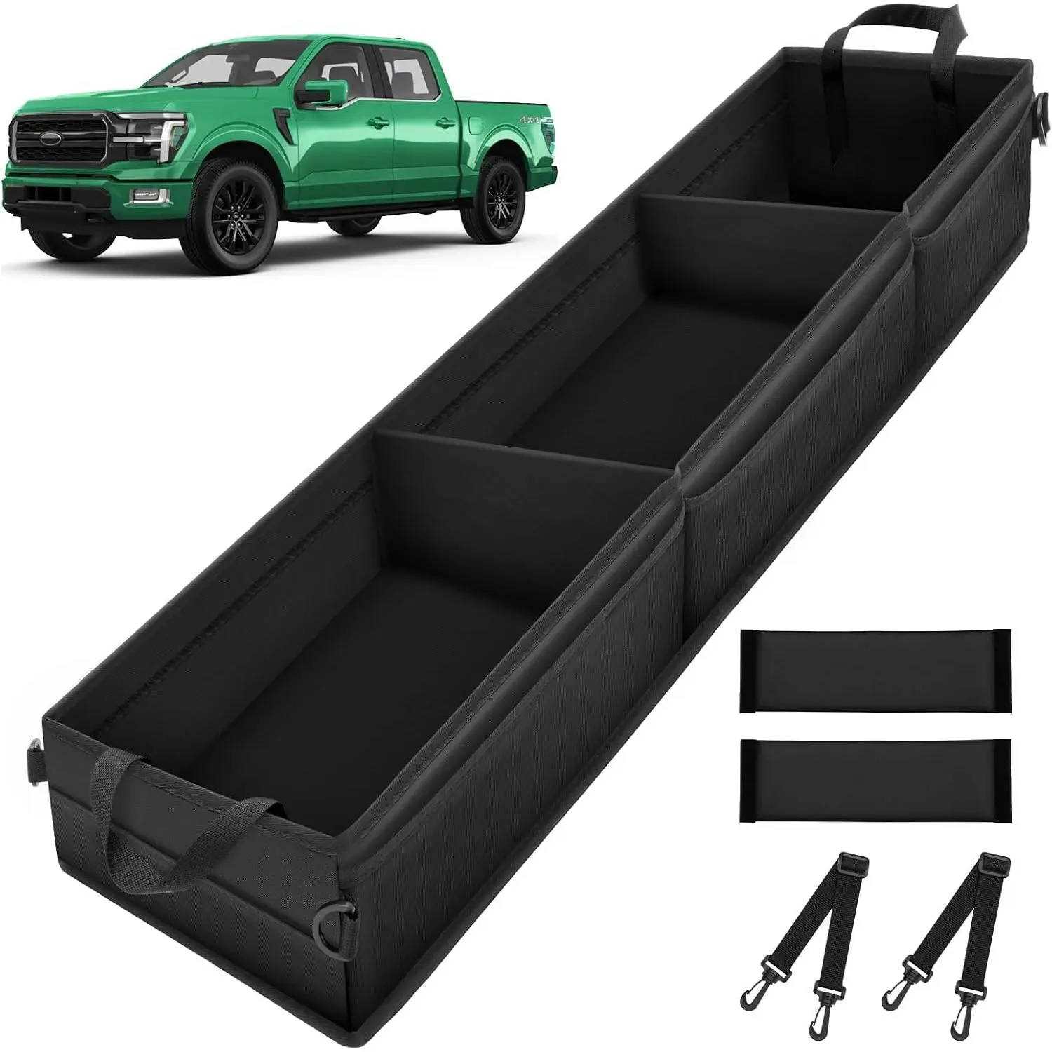 Under Seat Storage Box Organizer with 3 Detachable Dividers, Compatible with 2015-2026  F150 SuperCrew Cab & Crew Cab, Fits 2017-2024 F250 F350 F450 F550 Super Duty Underseat Storage