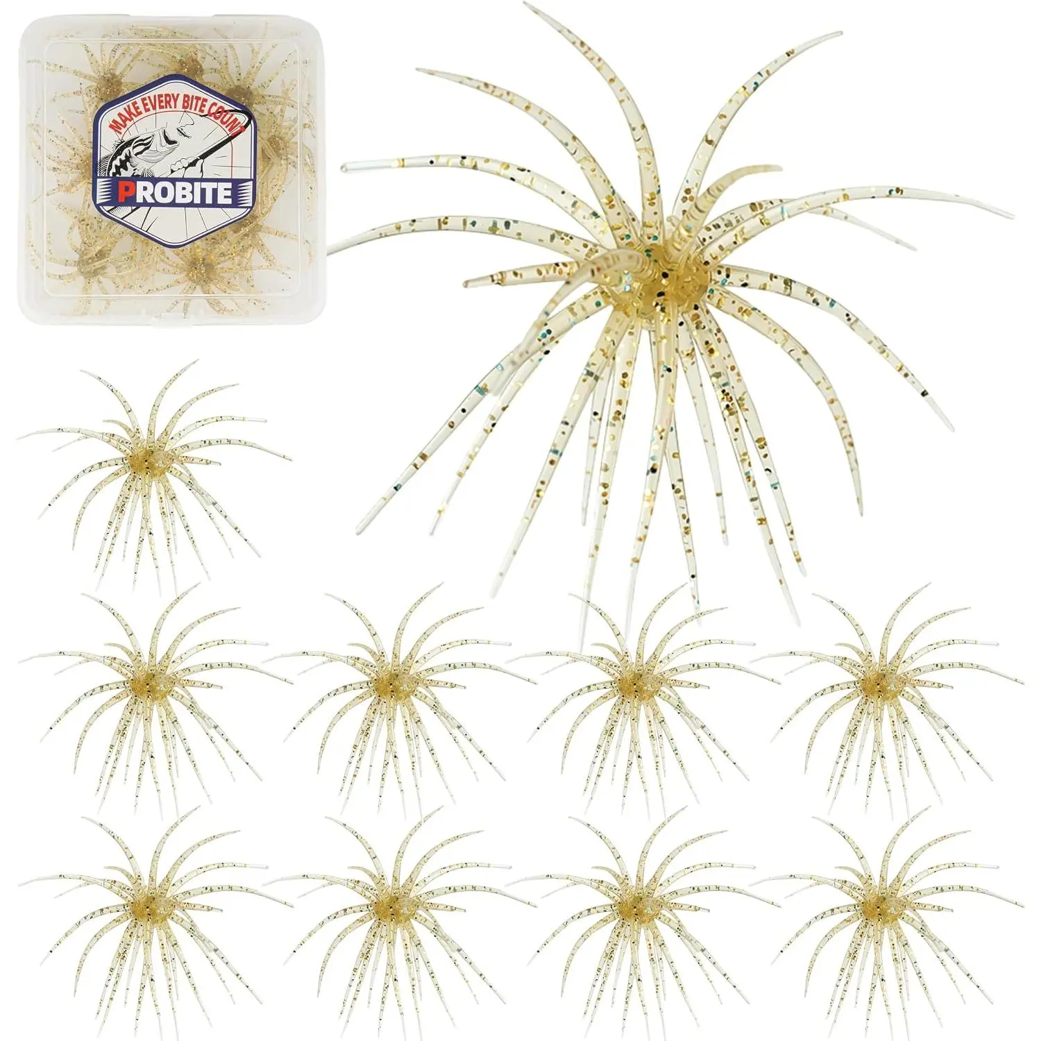 Realistic TPE Creature Soft Baits - Multi Tentacle Sea Urchin Lures Durable Finesse Bait for Reef Rock Pier Bottom Fishing