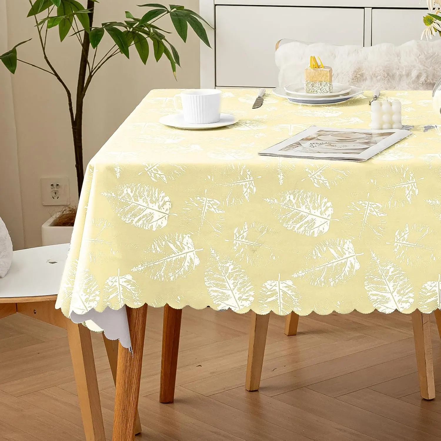 Square Table Cloth  Heavy Duty Tablecloth, Wipeable Washable Oil-Proof Stain Resistant Tablecloths, Soft Fabric Table Cover for Kitchen Dining Outdoor (Yellow, 36 x 36 Inch)