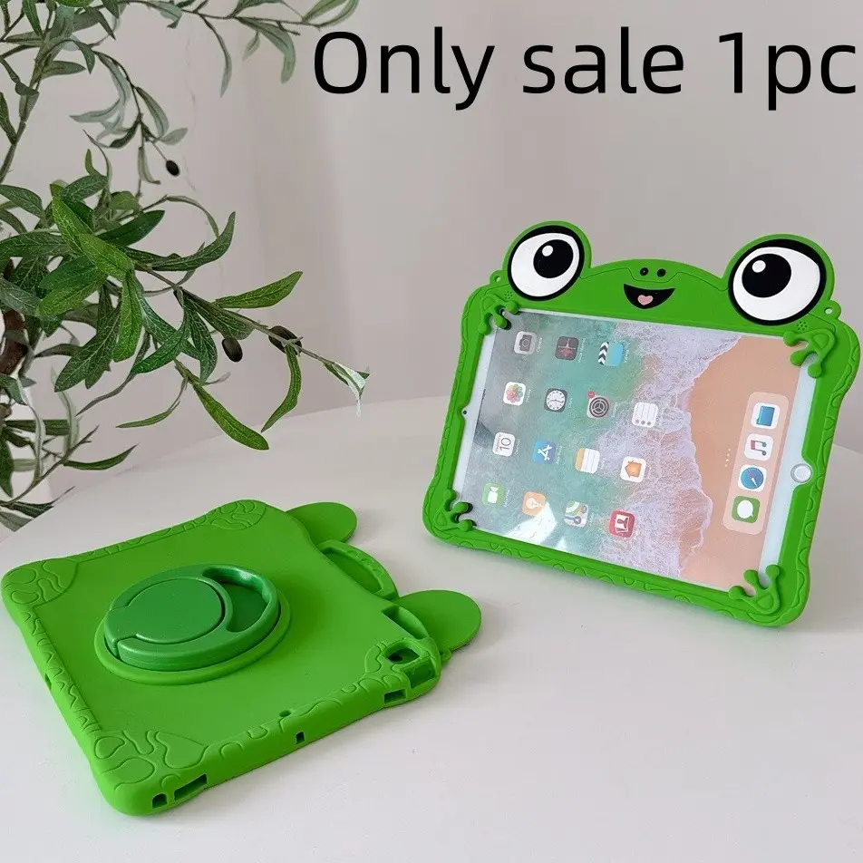 Tablet Case with Big-Eyed Frog Rotating Stand, Compatible with Various Ipads, Cute Cartoon Design, Perfect for Tablet Protection