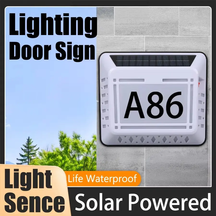 Solar Powered Door Number Wall Light, Motion Sensor, Remote Control, Waterproof, Ideal for Home, Community, DIY, Balcony