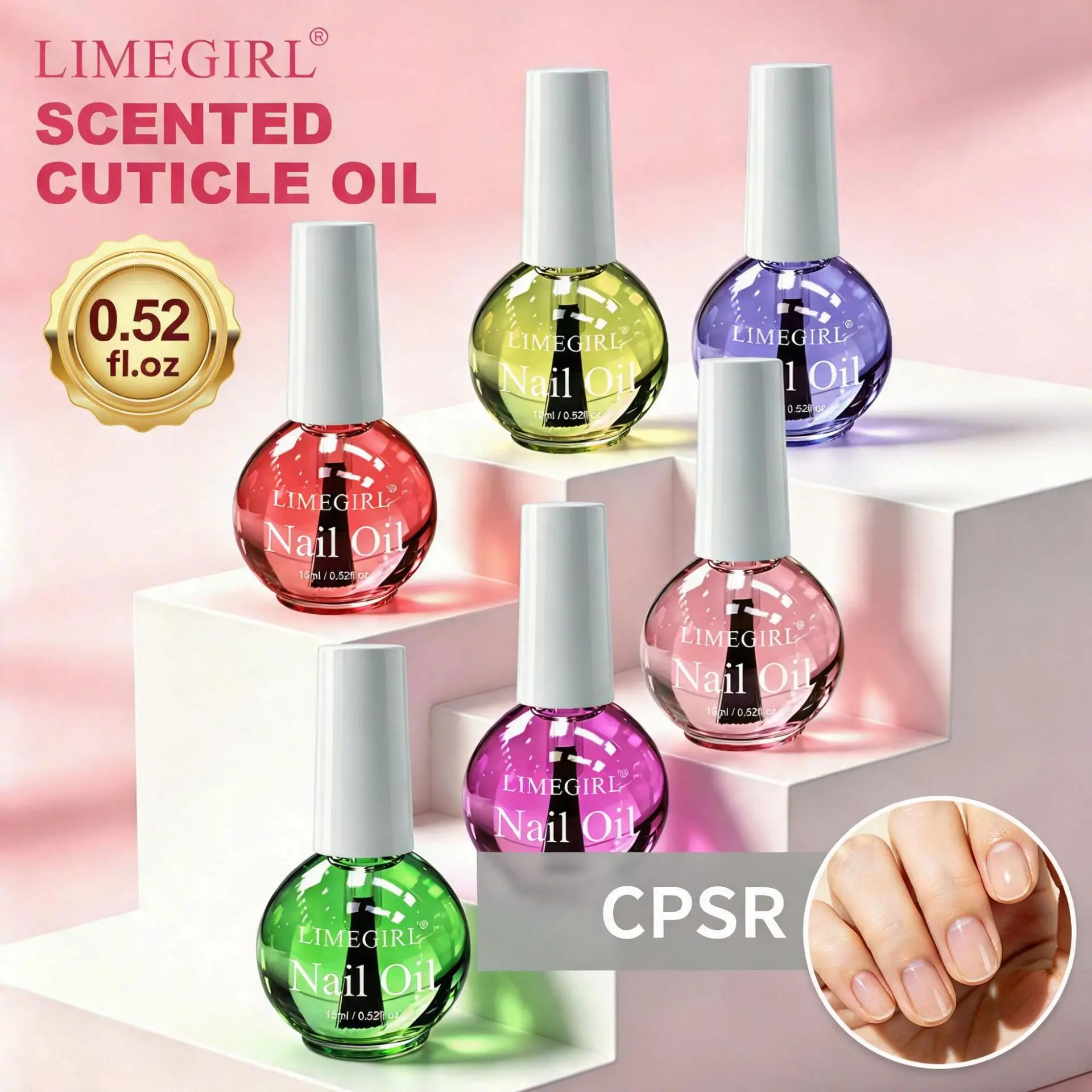 LIMEGIRL Scented Cuticle Oil for Nails, Hydrating Repair Nail Cuticle Treatment Oil, Moisturizing Nail Care Oil for Dry Cracked Cuticles, 6 Fragrances 15ml