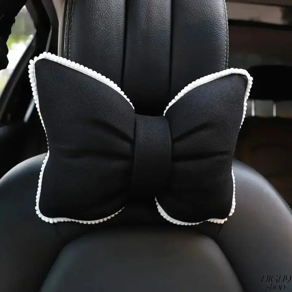 2026 New Cute Bowknot Car Neck Headrest Pillow, Soft Breathable Cushion With Removable Washable Cover, Universal Stylish Car Interior Decor Accessory Ideal Gift For Women Female Drivers