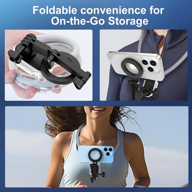 Neck Phone Holder, 1pc Adjustable Neck Mount Phone Holder, Soft Neck Band & Phone Clip, Hands-free Phone Holder for Video Blogging, Compatible with iPhone Samsung Google Pixel, Cell Phone Holder, Stand