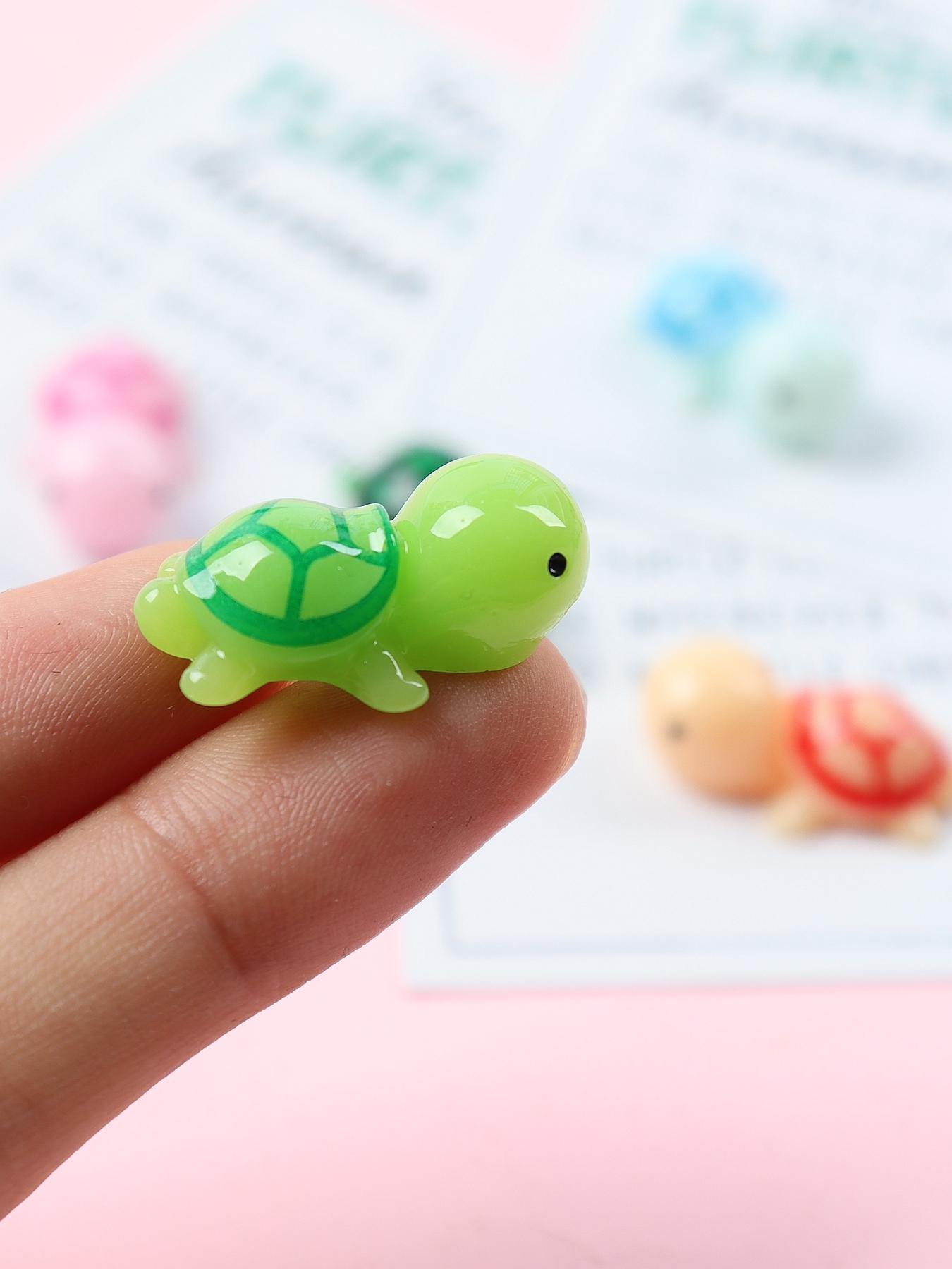 Cute Turtle Design Pendant with Card, 5 Counts Mini Resin Animal Shaped Charm, DIY Jewelry Accessories, Gift for Family, Friend, Colleague