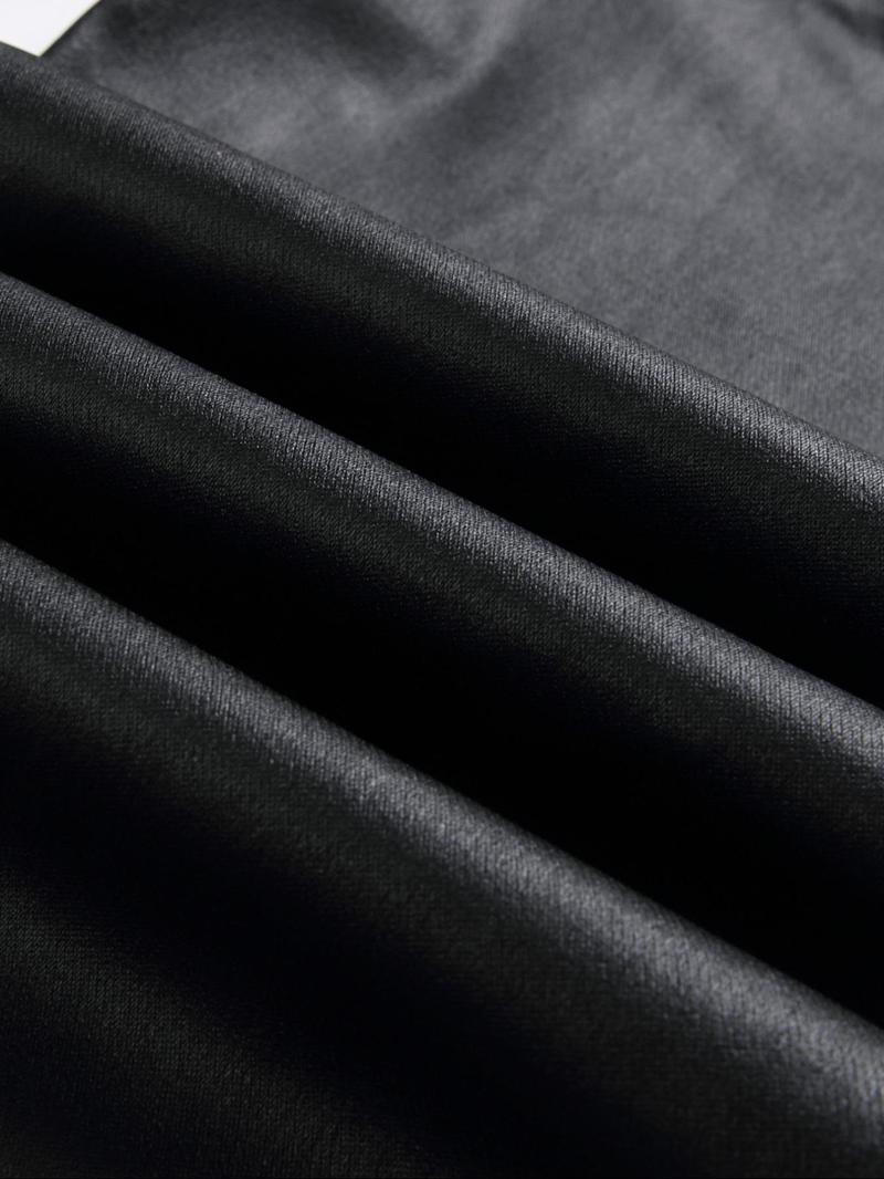 Men's Solid Color PU Leather Pants, Tight-fitting Street Fashion Casual Comfy Pocket Trousers for Daily Wear, Men's Bottoms for All Seasons Casual Fitted Pockets