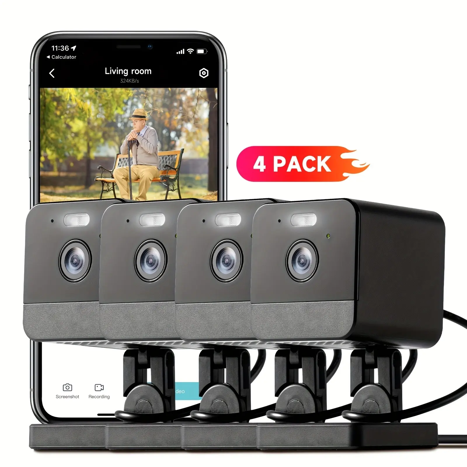 4pcs Wireless Camera for Monitor & Home Security, Night Vision, Motion Detection, 2-Way Talk & Audio Siren, Dual-Band 2.4G/5G WiFi, Cloud & 256G SD Storage, Alexa Compatible