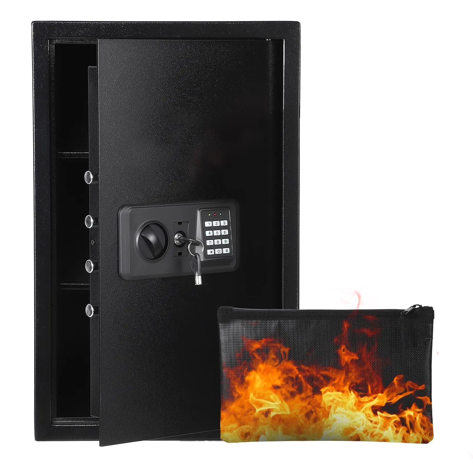 Digital Keypad Safe Box for Home with Fireproof Bag, Heavy Duty Steel Security Safe with Spare Keys & Multiple Size Options (9.8" to 31.5"), Money Safe for Cash Jewelry Documents - Wall Mountable