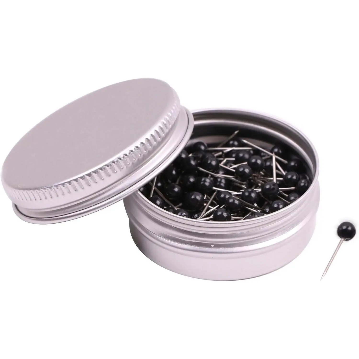 Small Round Head Map Tacks Pins, 1/8 Inch, for Home Office & DIY Craft Projects, Black, 100 PCS