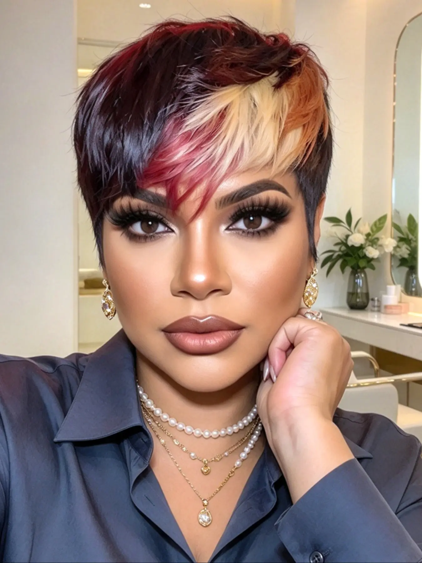 Short Pixie Cut Human Hair Wig for Women, Full Machine Made Wig with Bangs, Halloween Party Wear