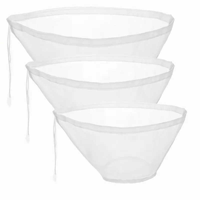 3PCS Bowl-Shaped Nylon Nut Milk Bag, Reusable Strainer Bags for Cheese Cloths Almond Milk, Tea, Juice, Yogurt, Cheesecloth Alternative, Fine Mesh Food Filter-YY1